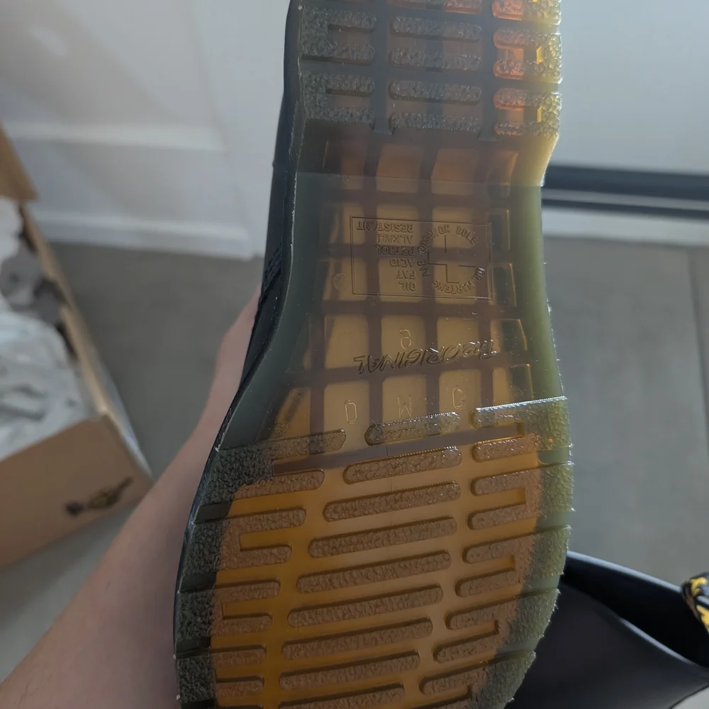 Dr. Martens Smooth Black Boots with Yellow Stitching - Picture 5 of 6